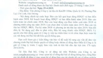Thông báo tổ chức ĐHCĐ 2019